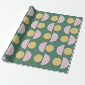 Scandinavisch geometric Floral Pattern in Green Cadeaupapier (Uitgerold)