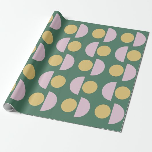 Scandinavisch geometric Floral Pattern in Green Cadeaupapier (Uitgerold)