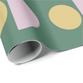 Scandinavisch geometric Floral Pattern in Green Cadeaupapier (Rol Hoek)