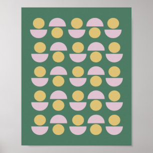 Scandinavisch geometric Floral Pattern in Green Poster