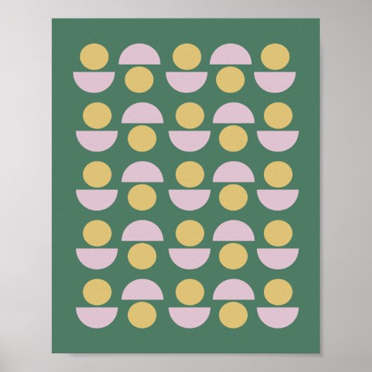 Scandinavisch geometric Floral Pattern in Green Poster (Voorkant)