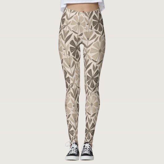 Scandinavisch geometrisch bloemmotive leggings (Voorkant)