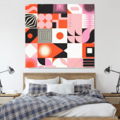 Scandinavisch geometrisch: kleurrijk kunstwerkpatr canvas afdruk (Insitu (Slaapkamer))