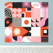 Scandinavisch geometrisch: kleurrijk kunstwerkpatr canvas afdruk (Insitu (Houten vloer))
