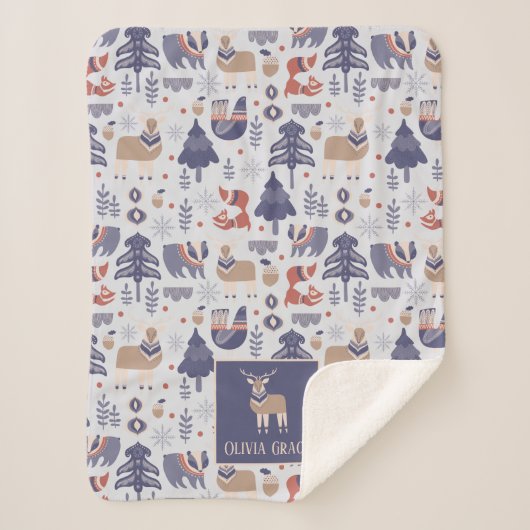 Scandinavisch gepersonaliseerd noords patroon sherpa deken (Voorkant)