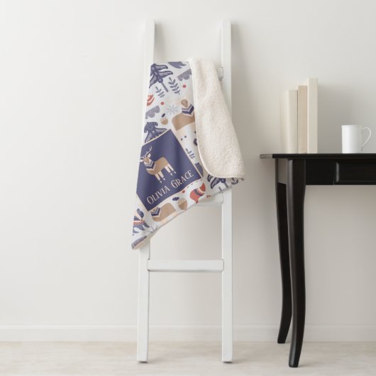 Scandinavisch gepersonaliseerd noords patroon sherpa deken (In situ)