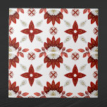 Scandinavisch grafisch noords rood tegeltje<br><div class="desc">Noords ontwerp in rood en goud.</div>