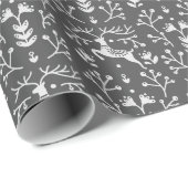 Scandinavisch grijs witte rendierkerstboom cadeaupapier (Rol Hoek)