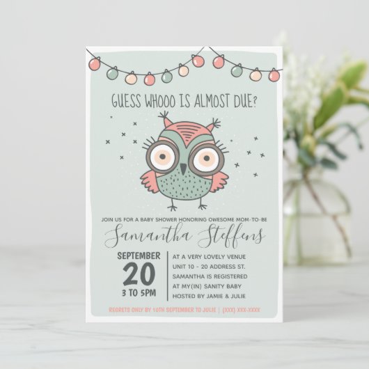 Scandinavisch groen waarvan het Baby shower door d Kaart (Staand voorkant)