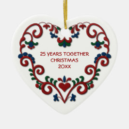 Scandinavisch hart 25 jaar samen Foto Keramisch Ornament