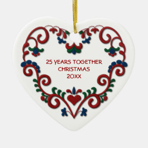 Scandinavisch hart 25 jaar samen Foto Keramisch Ornament