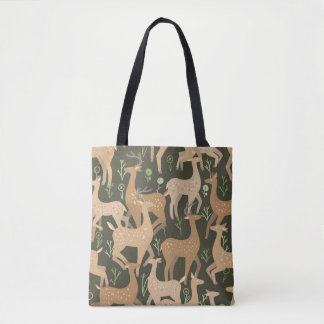 Scandinavisch hertenbos behang tote bag