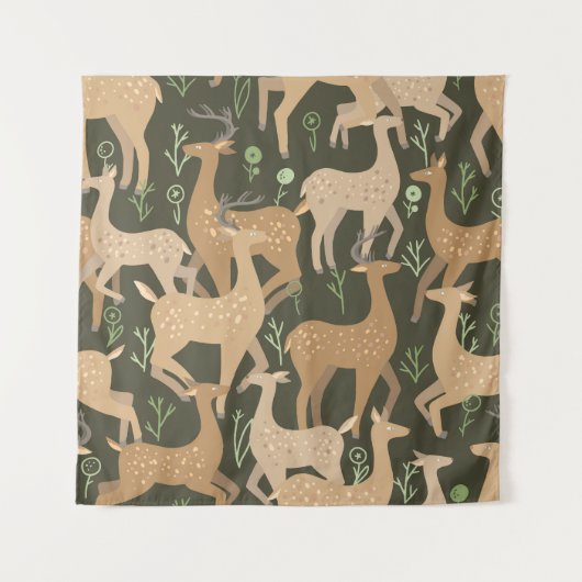 Scandinavisch hertenbos behang wandkleed (Voorkant)