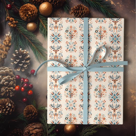 Scandinavisch hertenfeest cadeaupapier