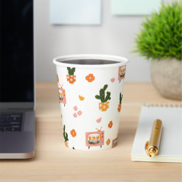 Scandinavisch huis TV Naadloos patroon Papieren Bekers