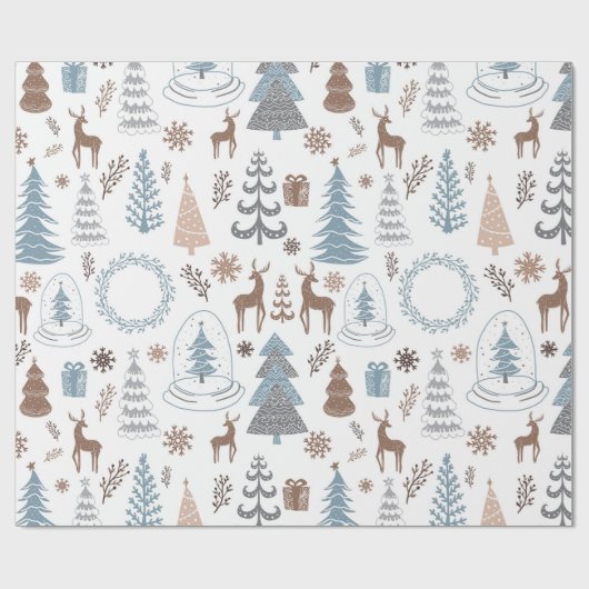 Scandinavisch ijsblauw Kerstmis Cadeaupapier (Vlak)