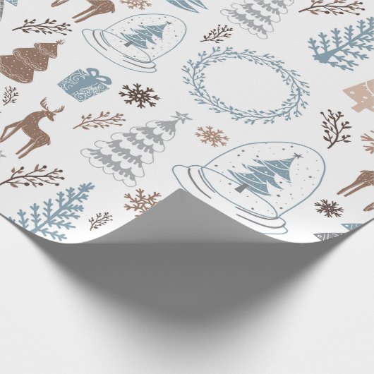 Scandinavisch ijsblauw Kerstmis Cadeaupapier (Hoek)