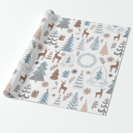 Scandinavisch ijsblauw Kerstmis Cadeaupapier