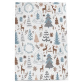 Scandinavisch ijsblauw Kerstmis Medium Cadeauzakje (Voorkant)