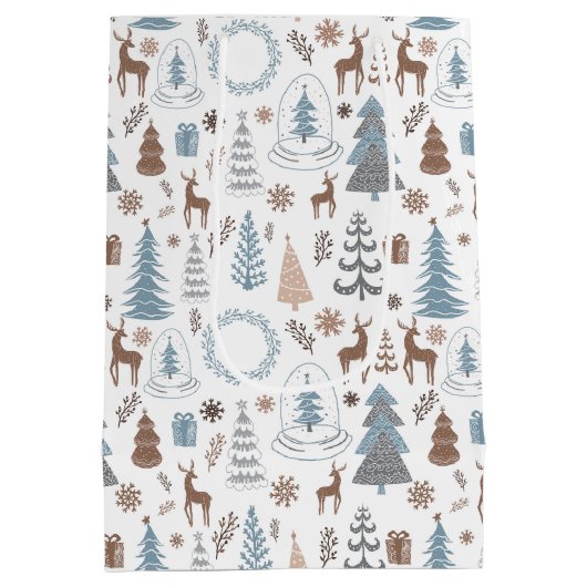 Scandinavisch ijsblauw Kerstmis Medium Cadeauzakje (Achterkant)