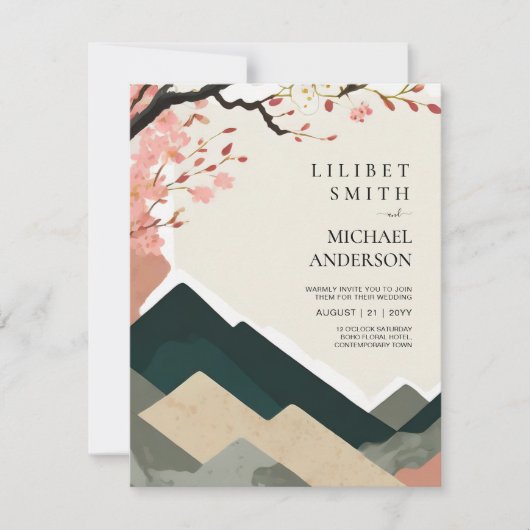 Scandinavisch Japandi bruiloft thema Aarde Tonen Kaart (Voorkant)