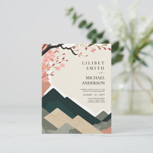 Scandinavisch Japandi bruiloft thema Aarde Tonen Kaart (Staand voorkant)