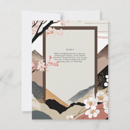 Scandinavisch Japandi bruiloft thema Aarde Tonen Kaart (Achterkant)