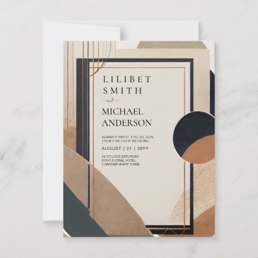 Scandinavisch Japandi bruiloft thema Aarde Tonen Kaart (Voorkant)