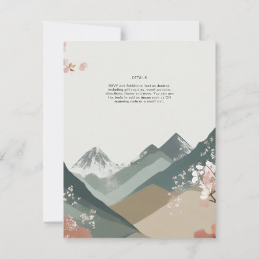 Scandinavisch Japandi bruiloft thema Aarde Tonen Kaart (Achterkant)