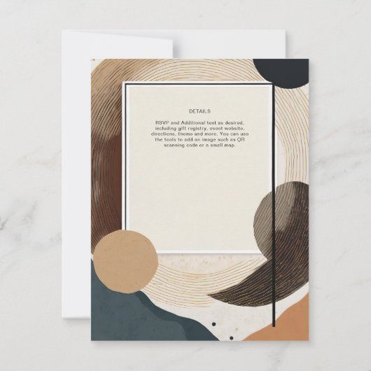 Scandinavisch Japandi bruiloft thema Aarde Tonen Kaart (Achterkant)