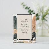 Scandinavisch Japandi bruiloft thema Aarde Tonen Kaart (Staand voorkant)