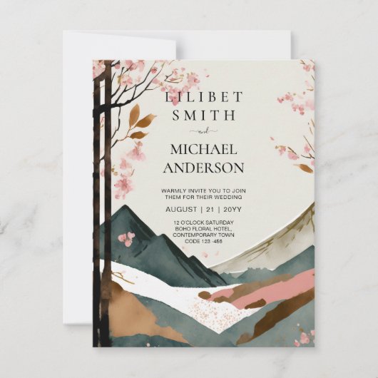 Scandinavisch Japandi bruiloft thema Aarde Tonen Kaart (Voorkant)