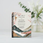 Scandinavisch Japandi bruiloft thema Aarde Tonen Kaart (Staand voorkant)