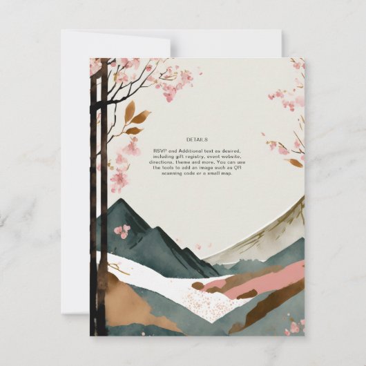 Scandinavisch Japandi bruiloft thema Aarde Tonen Kaart (Achterkant)