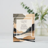 Scandinavisch Japandi bruiloft thema Aarde Tonen Kaart (Staand voorkant)