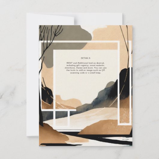 Scandinavisch Japandi bruiloft thema Aarde Tonen Kaart (Achterkant)