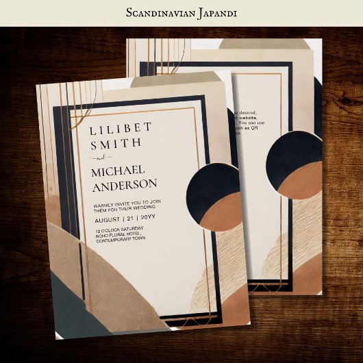 Scandinavisch Japandi bruiloft thema Aarde Tonen Kaart