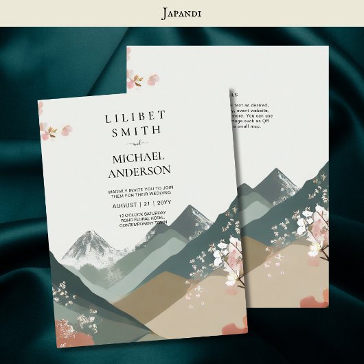 Scandinavisch Japandi bruiloft thema Aarde Tonen Kaart