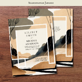 Scandinavisch Japandi bruiloft thema Aarde Tonen Kaart