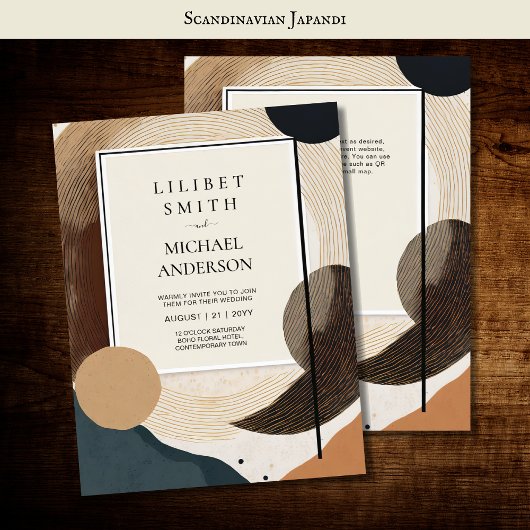 Scandinavisch Japandi bruiloft thema Aarde Tonen Kaart