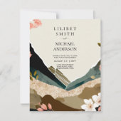 Scandinavisch Japandi bruiloft thema Aarde Tonen Kaart (Voorkant)