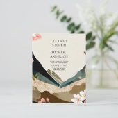 Scandinavisch Japandi bruiloft thema Aarde Tonen Kaart (Staand voorkant)