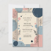 Scandinavisch Japandi bruiloft thema blush blauw Kaart (Voorkant)