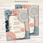Scandinavisch Japandi bruiloft thema blush blauw Kaart