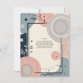 Scandinavisch Japandi bruiloft thema blush blauw Kaart (Achterkant)