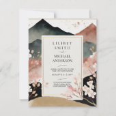 Scandinavisch Japandi bruiloft thema kersenbloesem Kaart (Voorkant)