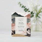 Scandinavisch Japandi bruiloft thema kersenbloesem Kaart (Staand voorkant)
