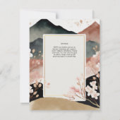 Scandinavisch Japandi bruiloft thema kersenbloesem Kaart (Achterkant)