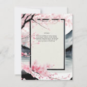 Scandinavisch Japandi bruiloft thema roze zwart Kaart (Achterkant)