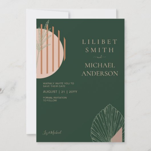 Scandinavisch Japandi Modern Abstract Data opslaan Kaart (Voorkant)